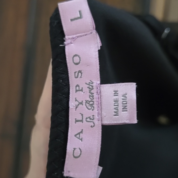 CALYPSO ST BARTH Silk Lace Trim Black Camisole Adjustable Straps Sz Large - Picture 12 of 14